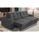 Sofá Retrátil e Reclinável 2 lugares 2,10m com Molas Giovana Suede Cinza Madelina Decor
