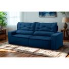 Sofá Retrátil e Reclinável 2 lugares com Molas 1,50m Lima Suede Azul Mirra Decor