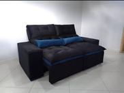 Sofá retrátil e reclinável 2 módulos master preto e azul Sofá retrátil e reclinável 2 módulos master preto e azul