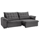 Sofá Retrátil e Reclinável 200 cm Oriental Veludo Cinza Chamby Móveis