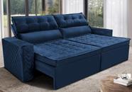 Sofá Retrátil e Reclinável 2,00m Cama inBox Charm Velusoft Azul