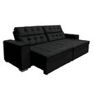 Sofá Retrátil e Reclinável 2,10m Suede Vancouver Preto