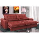 Sofá Retrátil e Reclinável 2,12m com Molas Ensacadas Cama inBox Soft Tecido Suede Vermelho