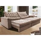 Sofá Retrátil e Reclinável 2,15m Molas Ensacadas Cama inBox Big Space com Bordado 3D Velusoft Bege