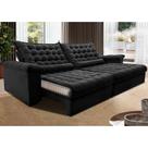 Sofá Retrátil e Reclinável 2,15m Molas Ensacadas Cama inBox Big Space com Bordado 3D Velusoft Preto