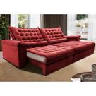 Sofá Retrátil e Reclinável 2,15m Molas Ensacadas Cama inBox Big Space com Bordado Velusoft Vermelho