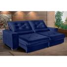 Sofá Retrátil e Reclinável 2,30m Suede Cancún Azul Sofá Retrátil e Reclinável 2,30m Suede Cancún Azul