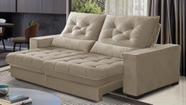 Sofá Retrátil e Reclinável 2,30m Suede Juliette Marrom Castor