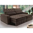 Sofá Retrátil e Reclinável 2,35m Cama inBox Big Puffer com SoftGelD40 Velupluma Café