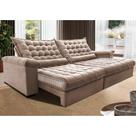 Sofá Retrátil e Reclinável 2,35m Molas Ensacadas Cama inBox Big Space com Bordado 3D Velusoft Bege