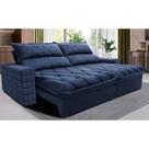 Sofá Retrátil e Reclinável 2,35m Molas Ensacadas Cama inBox Elegance com ThermoGel Velusoft Azul Sofá Retrátil e Reclinável 2,35m Molas Ensacadas Cama inBox Elegance com ThermoGel Velusoft Azul