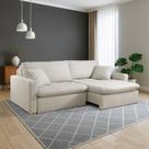 Sofá Retrátil e Reclinável 240cm com Almofadas Decorativas Liv Yescasa Bege Claro