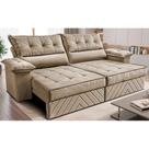 Sofá Retrátil e Reclinável 2,40m com Molas e Espuma D33 Thunder. Velusoft Cama inBox