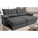Sofá Retrátil e Reclinável 2,40m com Molas e Espuma D33 Thunder. Velusoft Cama inBox