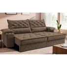 Sofá Retrátil e Reclinável 2,40m com Porta Copos e Molas Cosmos. Velusoft Cama inBox
