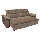 Sofá Retrátil e Reclinável 250 cm Cristal Veludo Capuccino Chamby Móveis