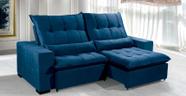 Sofá Retrátil e Reclinável 2,50m ESTILO ESTOFADOS - ELLOA com Velusoft D33 "AZUL"