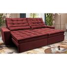 Sofá Retrátil e Reclinável 2,52m Molas Ensacadas Cama inBox Catar Velusoft Vermelho Sofá Retrátil e Reclinável 2,52m Molas Ensacadas Cama inBox Catar Velusoft Vermelho