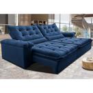 Sofá Retrátil e Reclinável 2,55m Cama inBox Big Fresh com SoftGelD40 Velupluma Azul