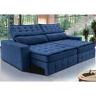 Sofá Retrátil e Reclinável 2,55m Cama inBox Big Puffer com SoftGelD40 Velupluma Azul