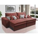 Sofá Retrátil e Reclinável 2,72m com Molas Ensacadas Cama Inbox Supreme Tecido Suede Vermelho