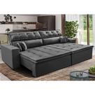 Sofá Retrátil e Reclinável 2,72m Luxos Cama inBox Velusoft Cinza