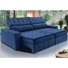 Sofá Retrátil e Reclinável 2,75m Cama inBox Big Puffer com SoftGelD40 Velupluma Azul
