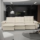 Sofá Retrátil e Reclinável 290 Cm Porto Belo Branco Natural