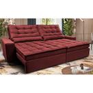 Sofá Retrátil e Reclinável 2,92m Molas Ensacadas Cama inBox Catar Velusoft Vermelho