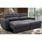 Sofá Retrátil e Reclinável 2,95m Molas Ensacadas Cama inBox Style Thermo Gel Linho Cinza Escuro