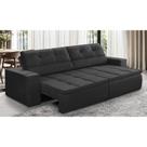 Sofá Retrátil e Reclinável 3 lugares 1,90m com Molas Stella Suede Preto Adonai Estofados