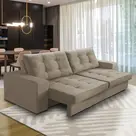 Sofá Retrátil e Reclinável 3 lugares 2,10m com Molas Marcela Suede Cappuccino Adonai Estofados