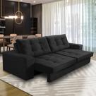 Sofá Retrátil e Reclinável 3 lugares 2,10m com Molas Marcela Suede Preto Adonai Estofados
