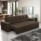 Sofá Retrátil e Reclinável 3 lugares 2,10m com Molas Stella Suede Marrom Adonai Estofados