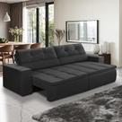 Sofá Retrátil e Reclinável 3 lugares 2,10m com Molas Stella Suede Preto Adonai Estofados