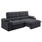 Sofá Retrátil E Reclinável 3 Lugares 2,10m Com Porta Copos Slim Stanley Cinza