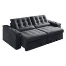 Sofá Retrátil E Reclinável 3 Lugares 2,12m Veludo Ilhéus Cinza