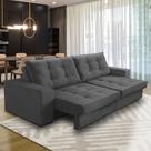 Sofá Retrátil e Reclinável 3 lugares 2,30m com Molas Marcela Suede Cinza Adonai Estofados