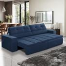 Sofá Retrátil e Reclinável 3 lugares 2,50m com Molas Stella Suede Azul Adonai Estofados