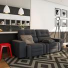 Sofá Retrátil e Reclinável 3 Lugares Benedita Suede Grafite