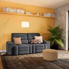 Sofá Retrátil e Reclinável 3 Lugares Branca Suede Grafite