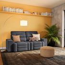 Sofá Retrátil e Reclinável 3 Lugares Branca Suede Grafite