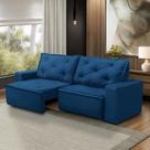 Sofá Retrátil e Reclinável 3 lugares com Molas 1,80m Ana Suede Azul Adonai Estofados
