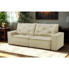 Sofá Retrátil e Reclinável 3 lugares com Molas 1,80m Atenas Suede Bege Mirra Decor