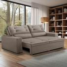Sofá Retrátil e Reclinável 3 lugares com Molas 1,80m Lais Suede Cappuccino Adonai Estofados