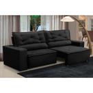 Sofá Retrátil e Reclinável 3 lugares com Molas 1,80m Laura Suede Preto Madelina