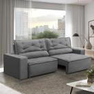 Sofá Retrátil e Reclinável 3 lugares com Molas 1,80m Livia Suede Cinza Adonai Estofados
