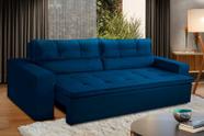Sofá Retrátil e Reclinável 3 lugares com Molas 1,80m Vegas Suede Azul Adonai Estofados