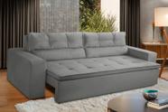 Sofá Retrátil e Reclinável 3 lugares com Molas 1,80m Vegas Suede Cinza Adonai Estofados