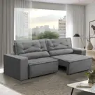 Sofá Retrátil e Reclinável 3 lugares com Molas 2,00m Livia Suede Cinza Adonai Estofados